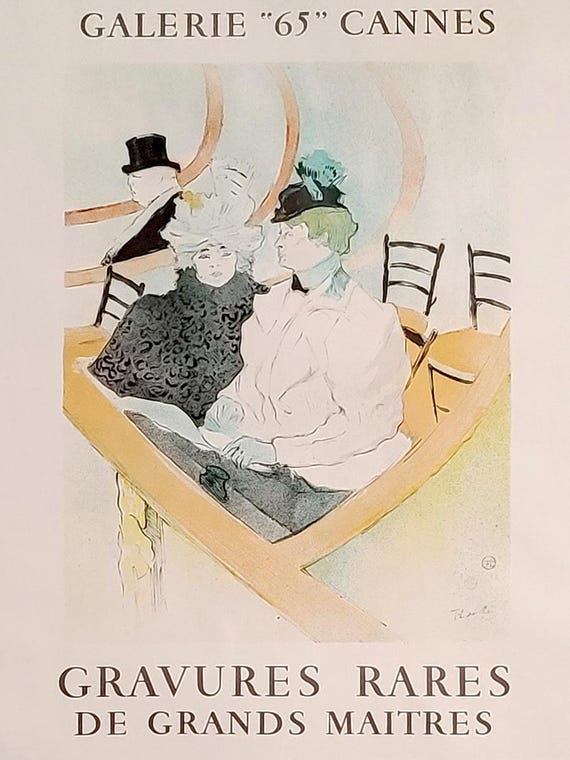 TOULOUSE LAUTREC Grand Loge 1964 Exhibition Poster, Gallerie 65 Gravures Rares