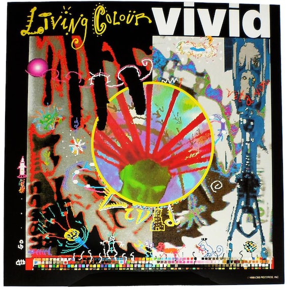 LIVING COLOUR Original VIVID Record Store Promo Poster Flat, 1988