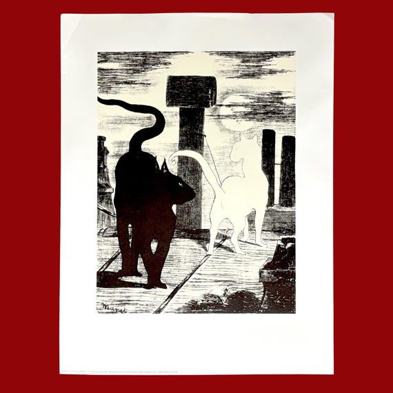 Manet "Rendez-vous de chats" 1998 French Lithograph, 12x17"