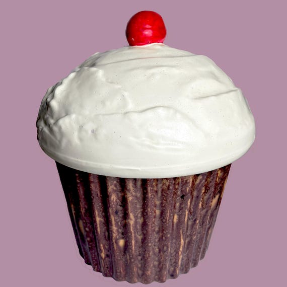 Vintage Giant Cupcake Cookie Jar / Canister