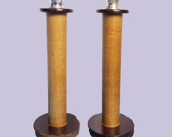 Vintage Industrial Textile Spool Candlesticks