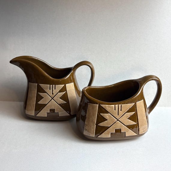 Mid-Century Signed Sioux Creamer & Sugar Set