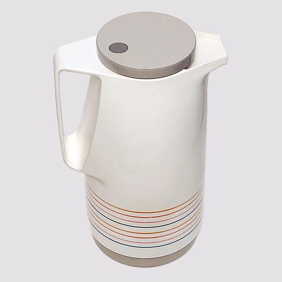 1980s Rainbow Stripe THERMOS Vacuum Insulated Carafe #790, West Germany