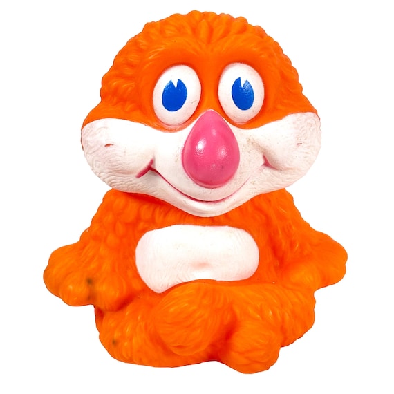 1978 Gabriel Orange Monster Squeak Toy, 5.5"