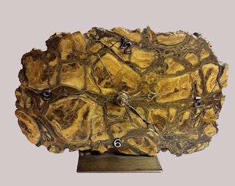 Vintage Brutalist Agate Slab Mantle Clock