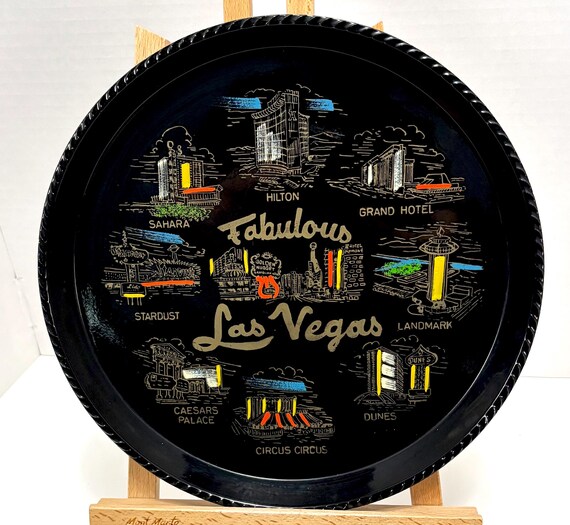 1960s Fabulous Las Vegas Casinos Souvenir Tray, 10.5" Made in Japan