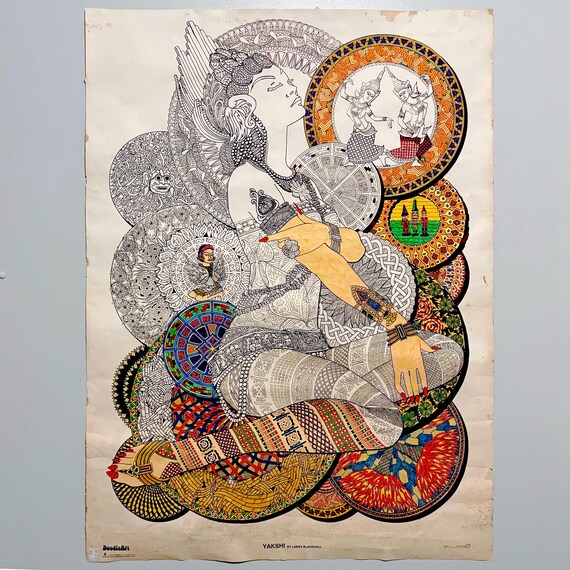 1975 DoodleArt YAKSHI Coloring Poster, Partially Colored