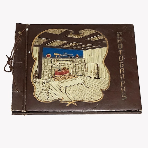 Vintage Fireside Scene Embossed Photograph Scrapbook