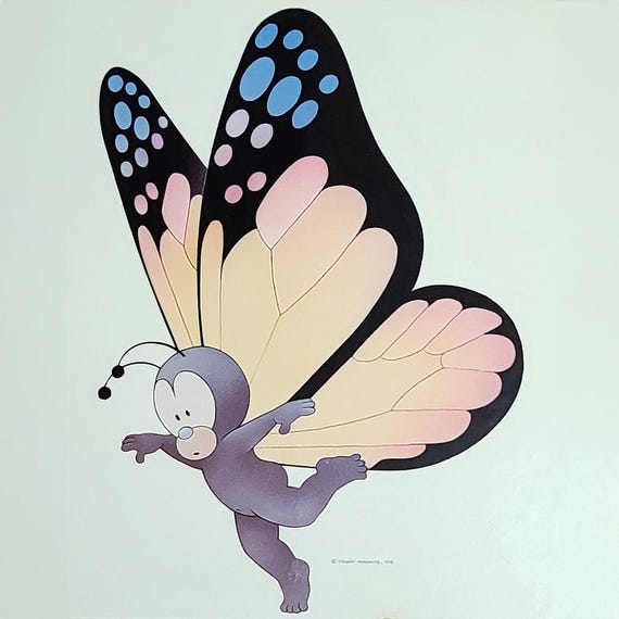 Stewart Moskowitz FLUTTERBY PERSON Art Plaque, Chewie Newgutt 1978