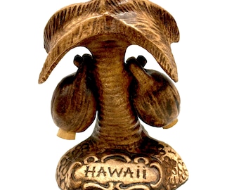 Salero y pimentero de palmera y coco de Mid-Century Treasure Craft