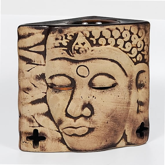 Vintage Glowing Eye Buddha Oil Burner, Made in Bali