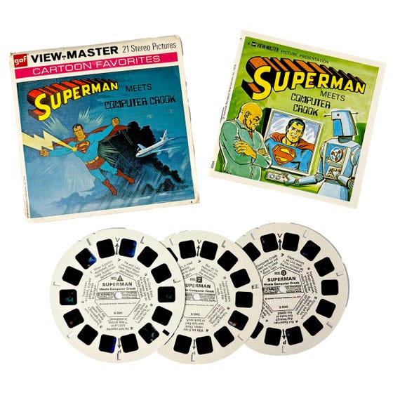 1976 GAF View-Master SUPERMAN Meets Computer Crook (B584) Complete 3-Reel Set