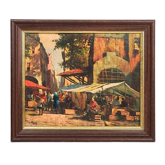 Rare ARTHUR SARON SARNOFF Framed Foreign Marketplace Print