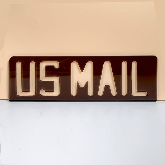 Mid-Century US MAIL Smoke Gray Acrylic Desk Organizer