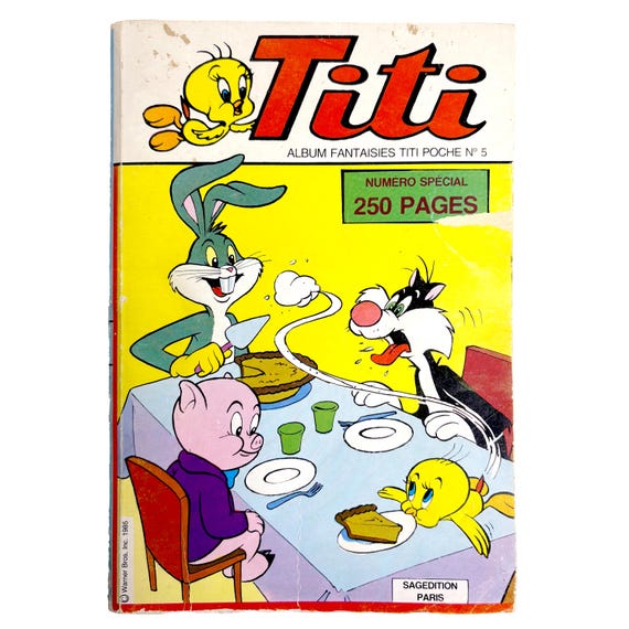 TITI POCHE #5 Rare 1985 French 250pg Looney Tunes Comic Book, Tweety Superman BD