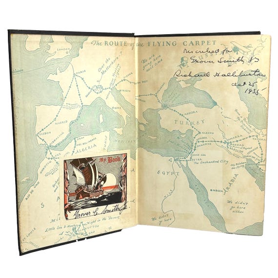 Signed RICHARD HALLIBURTON The Flying Carpet with Clipping