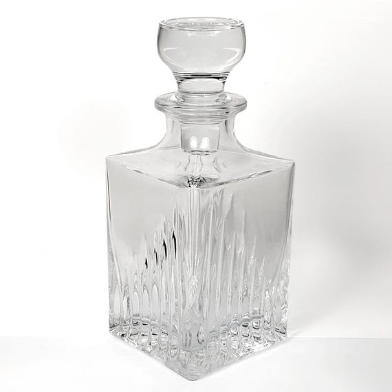 Vintage 8.5" Square Crystal Cut Glass Decanter