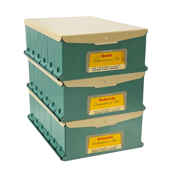 1950s Teal and Cream Kodak Kodaslide  File Boxes