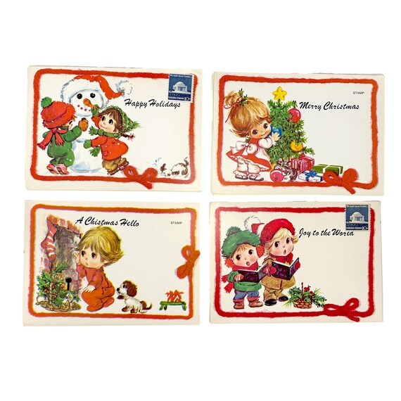 Lot of 36 Vintage Elena Kucharik Christmas Postcards, 4x6in