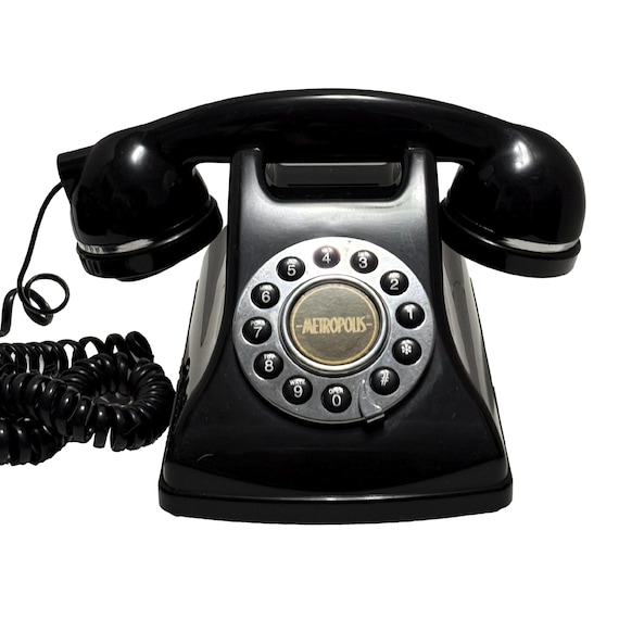 Vintage Metropolis Landline Desk Telephone, 90s Retro Art Deco