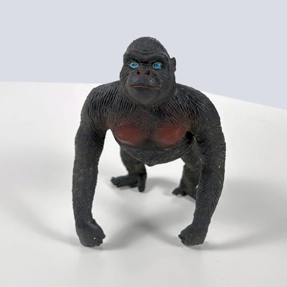 1987 King Kong Figure, Black Rubber Gorilla 6" x 4.75"