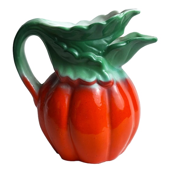 Vintage German Porcelain Double Spout Pumpkin / Tomato Creamer