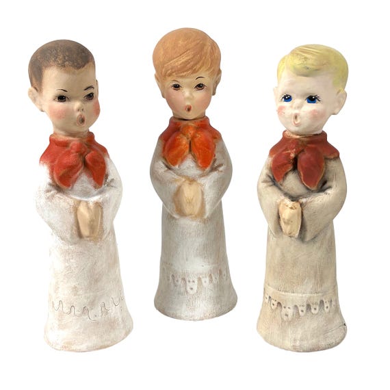 Vintage Set of 3 Choir Boy Figurines, Signed FARR 10" Ceramic