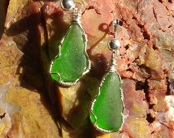 Sterling Silver Lake Superior Beach Glass Earrings