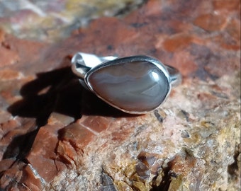 Bezel Set Sterling Silver Lake Superior Agate Ring Sz 6