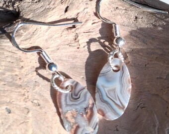 Sterling Silver Purple Passion Agate Earrings