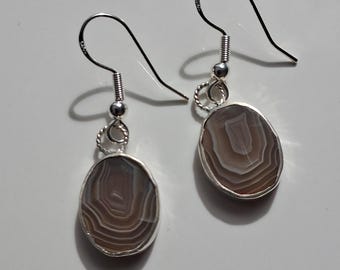 Sterling Silver Lake Superior Agate Earrings