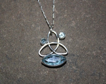 Keltischer Knoten Stil Sterling Silber Topas Anhänger Halskette mit Kette