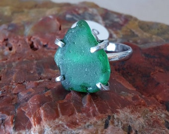 Sterling Silver Lake Superior Beach Glass Ring size 9