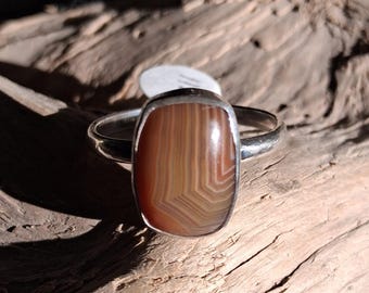 Sterling Silver Lake Superior Agate Ring size 11.5