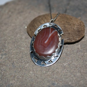Sterling Silver Lake Superior Agate Pendant Necklace