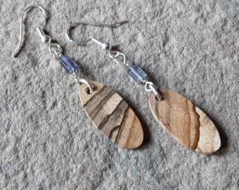 African Queen Picture Jasper and Iolite Earrings