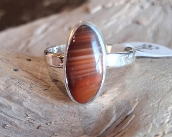 Sterling Silver Lake Superior Agate Ring size 6