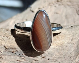 Sterling Silver Lake Superior Agate Ring size 10.5