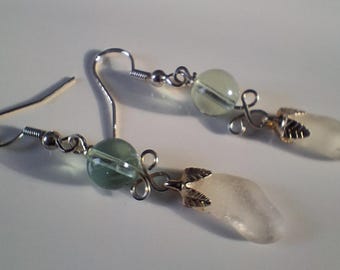 Lake Superior Beach Glass & Fluorite Earrings