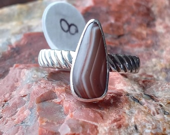 Lake Superior Agate and Sterling Silver Ring Sz 8