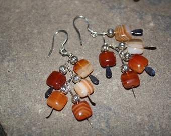 Carnelian Agate Zig Zag Earrings
