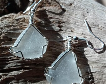 Sterling Silver Lake Superior Beach Glass Earrings
