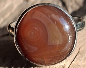 Sterling Silver Lake Superior Agate Ring size 7.5