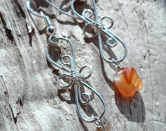 Sterling Silver Banded Carnelian Earrings