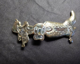 Large Country Western Theme Vintage Hair Clip