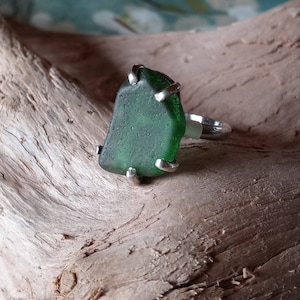 Sterling Silver Lake Superior Beach Glass Ring size 8.5