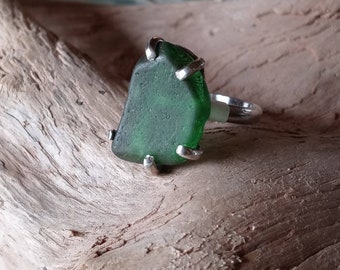 Sterling Silver Lake Superior Beach Glass Ring size 8.5