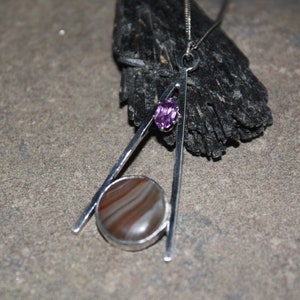 Sterling Silver Lake Superior Agate Pendant Necklace