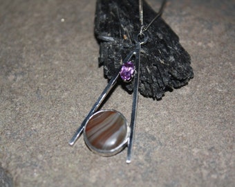 Sterling Silver Lake Superior Agate Pendant Necklace