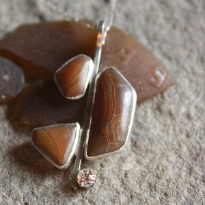 Triple Lake Superior Agate Pendant Necklace
